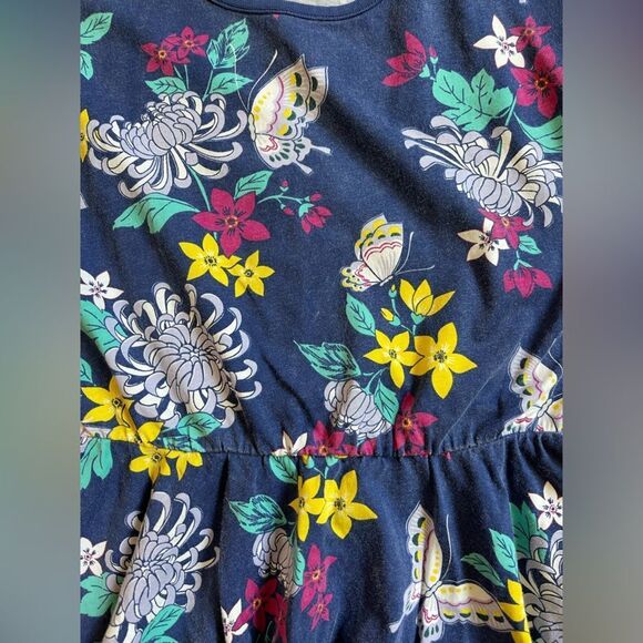 Tea Collection size 10 Floral Kids Dress in Navy Blue w/ butterfly’s 100% cotton - Picture 2 of 7